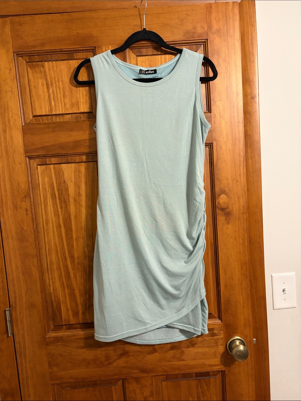 Sleeveless Mint Ruched Side Mini Dress - Women
